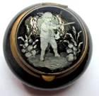 Antique Secret Box Black Porcelain Child Colin Maillard Unique Showcase