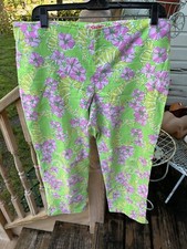 Lilly Pulitzer Originals Floral Pants 12 Limeade Floaters Seahorses Green Pink