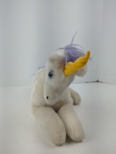 Vintage Dakin Unicorn 1979 VGUC White With Purple Hair Plush Toy Stuffed Animal