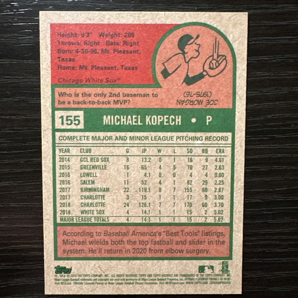 2019 Topps Archives Michael Kopech 155 Rookie Card Chicago White Sox