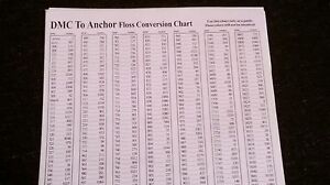 Anchor And Dmc Conversion Chart