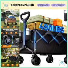 Heavy Duty Collapsible Wagon Cart, 480lbs Capacity, All-Terrain Wheels, Portable