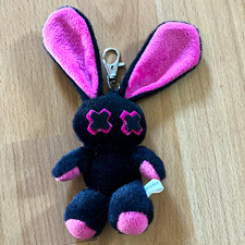 Luv bunny Schlüsselanhänger Schwarz/Rosa mit Karabiner Clip, Metall
