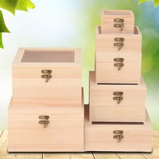 En Bois Carré Charnière Rangement Boite Artisanat Cadeau Poussière Bijouterie