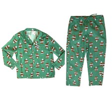 Hanna Andersson Adult Flannel Winter Bears Pajama Set Size Small Green