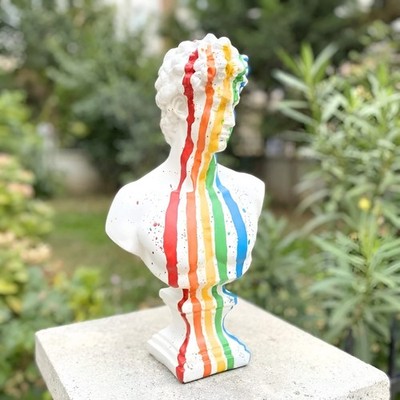 Handmade David Statue Marble Bust Pop Art Sculpture, Outdoor Garden Home Decor