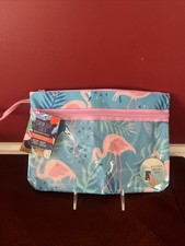Saco de Traje de Baño Bolsa Resistente al Agua Nuevo - Bolsillo Exterior con Cremallera. Flamenco 12,5x8,5