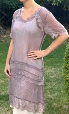 Sundance Gilda 12 Dress Dusty Purple Midi Sheer Needs Slip