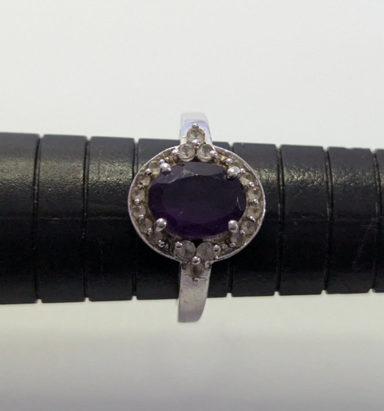 Silver Ring Amethyst Morganite 925 Stamped Size N 1/2 Certificate 2.8g image 6