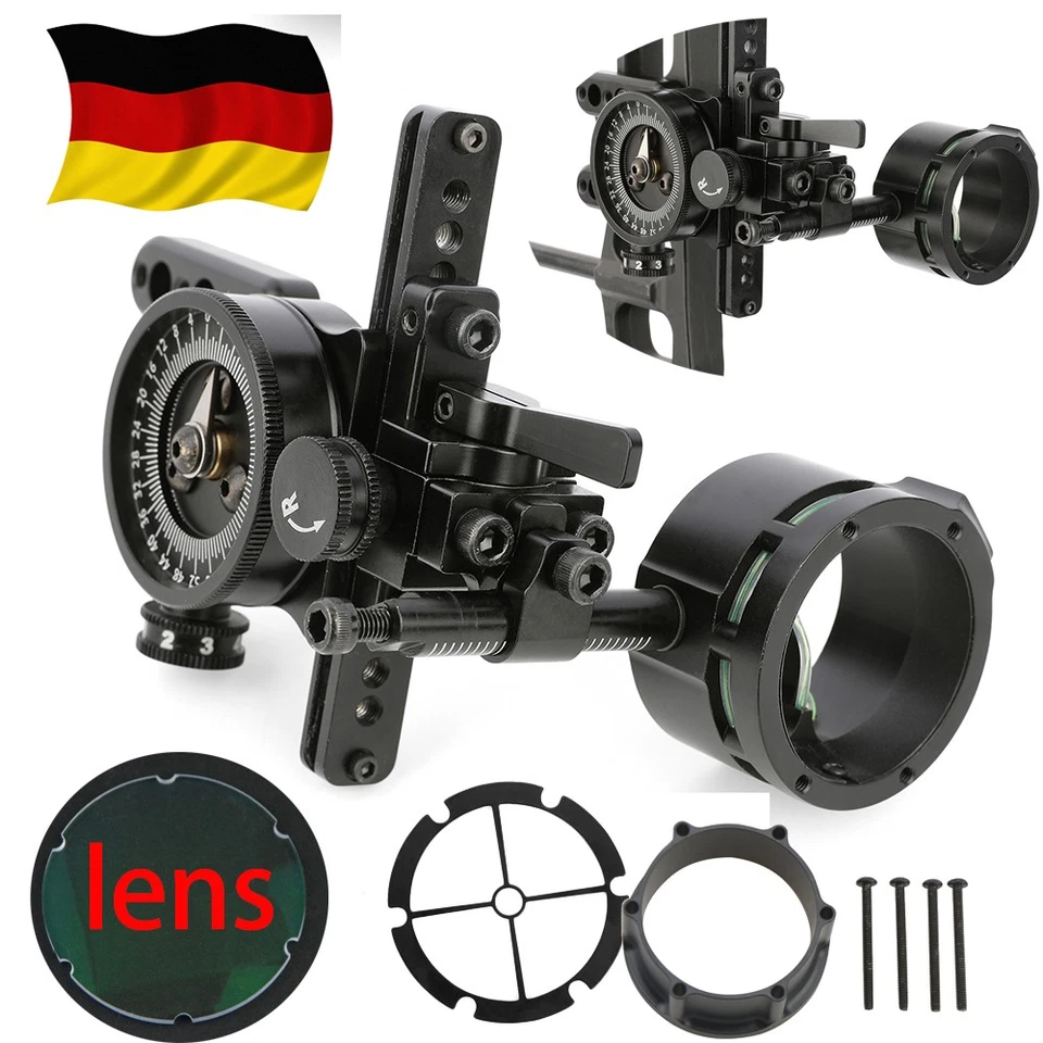 SHARROW 1Pin Bogen Visier Bogenschießen Compoundbogen Micro Einstellbar 4X 6X Jagdvisier