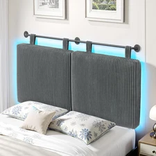Headboard Queen Size，Modern Wall Mounted Headboards with LED Light for Bed with
