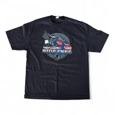 Hot Leathers Ride Free T-Shirt XL Black POW MIA Front Biker Bar Logo Back New