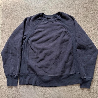 Engineered Garments Raglan Crew Navy Blue Relaxed Heavy Fleece Small Cotton USA