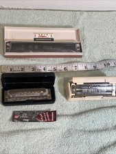 Lot Of 3ea Harmonicas In Cases - Blues Bender - Tower - Big River Harp