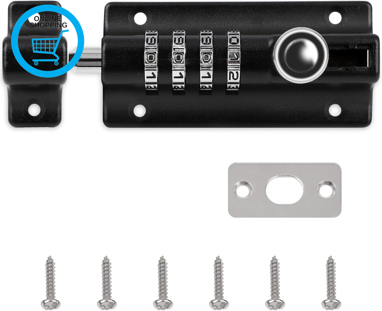 Combination Locking Bolt,  4 Digit Sliding Lockable Padbolt Heavy Duty Sliding L