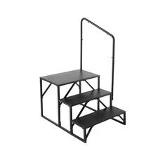 SKYSHALO 3-Step RV Stairs w/ Handrail Non-Slip Carbon Steel Steps 440 lb Cap