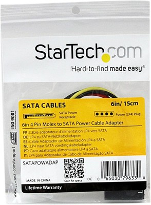 15 x StarTech 6 Zoll 4 Pin Molex auf SATA Stromkabel Adapter