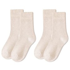 Bamboo Mini Crew Socks Women 5-10 2 Pairs - Plain A-off White 2