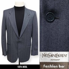 YVES SAINT LAURENT mens bluish gray 100 WOOL sport coat suit jacket blazer 38 L
