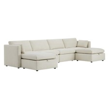 CHITA 146" 6-PC U-Shaped, Oversized Comfy Modular Sectional w/ Storage Ottomans
