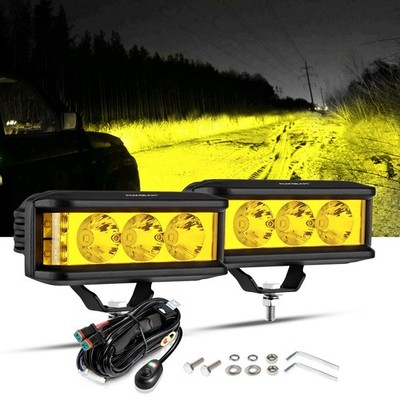 2x AUXBEAM 5'' LED Light Bar Spot Pods Amber Fog Lamps For Can-Am Maverick X3 MAX