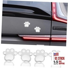 4PCS 3D Dog Paw Footprint Car Emblem Sticker, Waterproof Self-Adhesive Silver