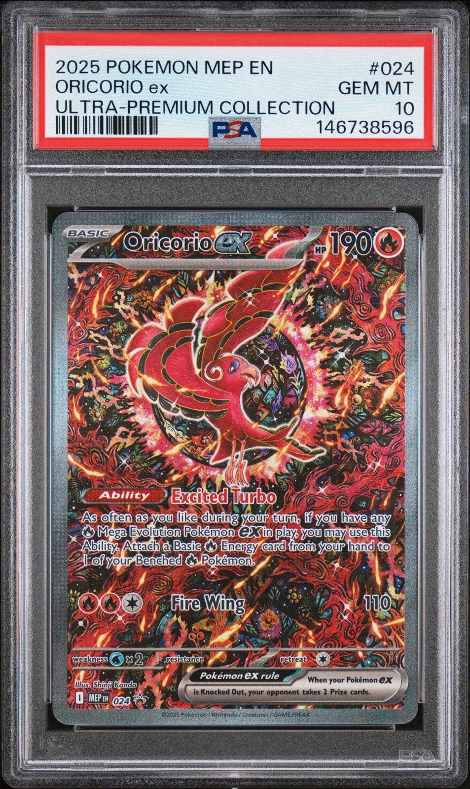 PSA 10 GEM MINT Oricorio ex 024 Me: Mega Evolution Promo Holo