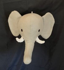 Plush Elephant Wall Head Nursery Decor Kid's Room Jungle Safari 12" Gray