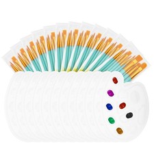 Painting Brush Palette Set with 120pcs Brushes and 12pcs Palette, Light Blue