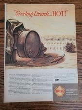VTG 1944 Original Magazine Ad Print Shell Gas Gasoline  Sizzling Lizards HOT