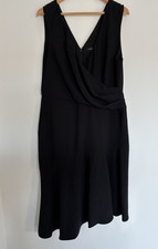 Forever New Size 16 Womens Sleeveless Black Rouched Assymetrical Midi Dress