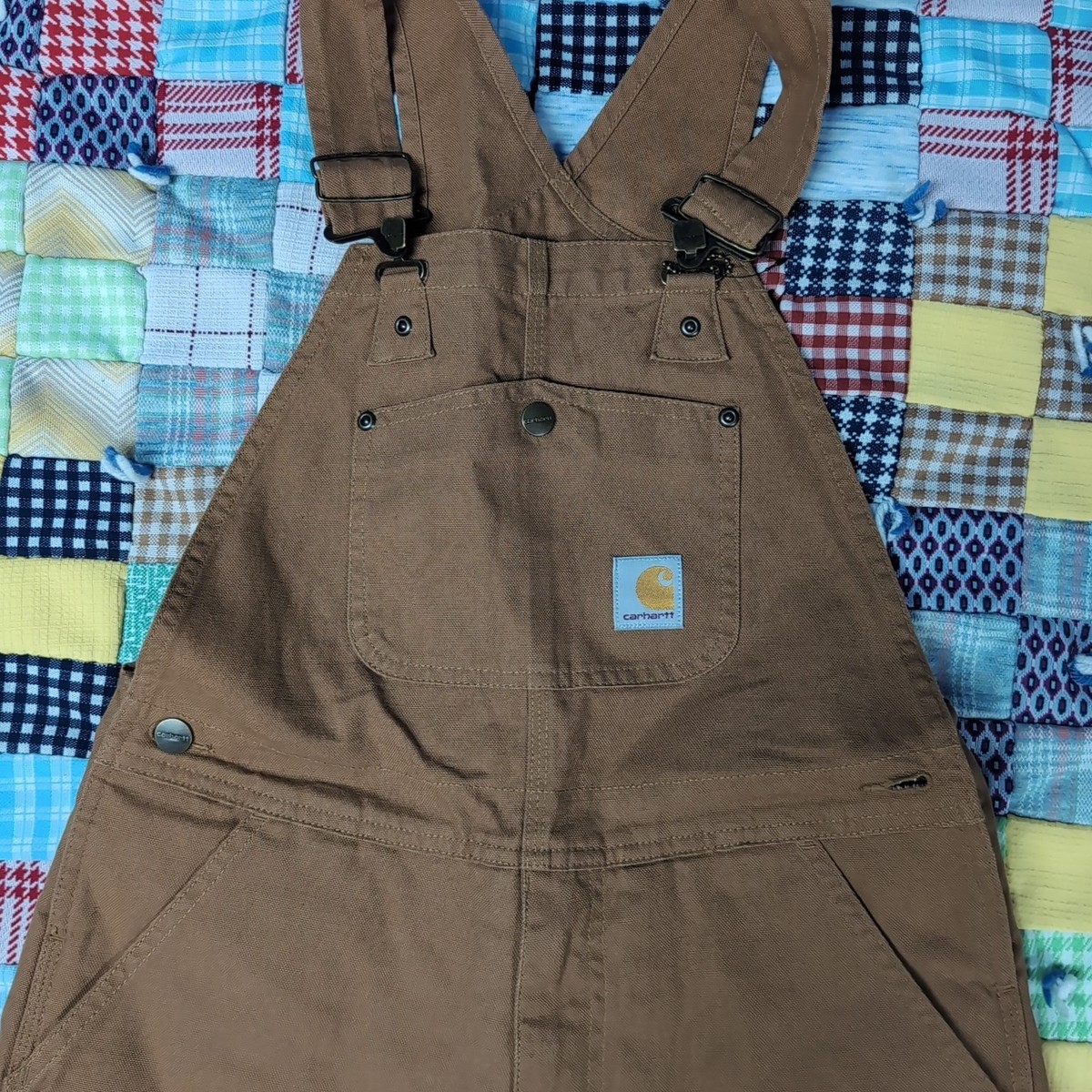 Carhartt Youth Boys Sz 18m Brown Bib Overalls Double Knee