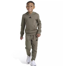 Adidas Boy's Olive 2-pc. Long Sleeve Pullover Hoodie  Jogger Pants Set, 3T