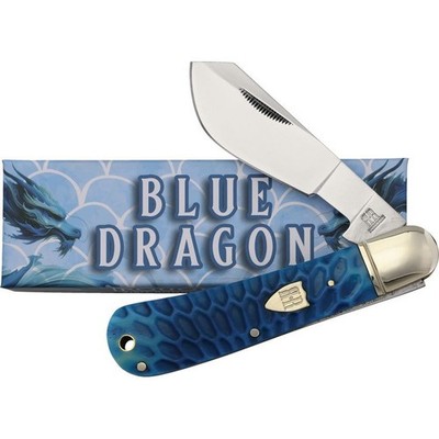 Rough Ryder Pocket knife Cotton Sampler Dragon Blue bone Handle in