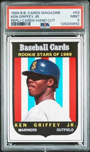 Ken Griffey JR. 1989 Baseball Cards Magazine Repli-Cards ROOKIE #63 PSA 9