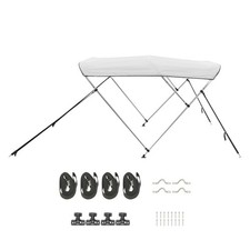 3 Bow Boat Bimini Tops, 600D Polyester Canopy with Aluminum Alloy Frame, Waterpr