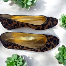 J.Crew Collection Leopard Calf Hair Ballet Flats 9 Made Italy Luxe Leather Sole