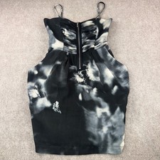 Zara Trf Black White Abstract  Print Cocktail Ruched Front Zip Mini Dress Small