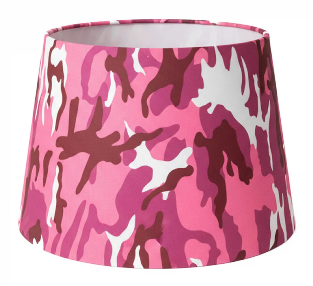 Lampshade Pink 11"" Camouflage Cotton Tapered Drum 280mm CT Lighting CAMPK