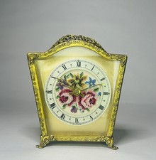 Vintage Winding 1950’s Petit Point Ormolu Gilded Clock Regent Of London WORKING