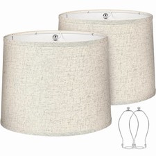 Lampshades Set Of 2, 11.6  Top x 12.6  Bottom x 9.8  High Beige Medium 