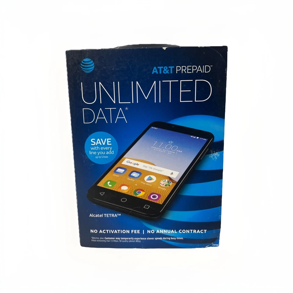 Alcatel Tetra AT&T Prepaid 5" 16Gb 5MP Android Cell Phone - Brand New, Sealed!