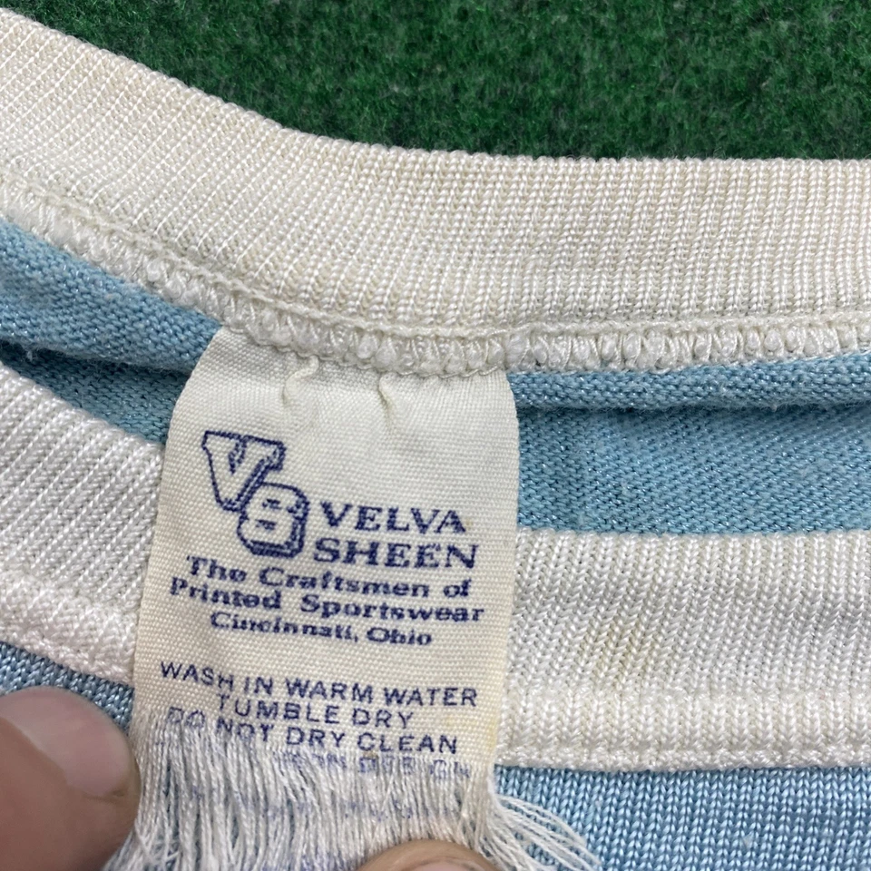 Vintage 50S 60S Jersey Shirt Mens M Blue Durene The Pirates Velva Sheen USA MADE - Image 3 of 4