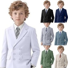 White Boy Suits Double Breasted Formal Wear Two Pieces Wedding Groom Ring Bearer
