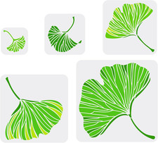 5Pcs Ginkgo Biloba Painting Stencil 3.9/5.9/7.87/9.8/11.8Inch Reusable Leaf Patt