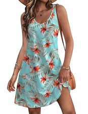 HOTOUCH Women Summer Tshirt Dress with Pockets Short Beach Sundresses Sleeveless