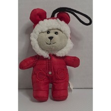 Starbucks Mini Bear Plush Red Snowsuit Winter Outfit Preowned Ornament Toy
