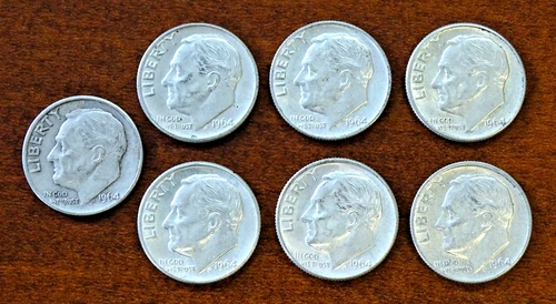 (7)  1964 D Roosevelt 10C Dimes US Coins / FedEx FS / 414933_7d