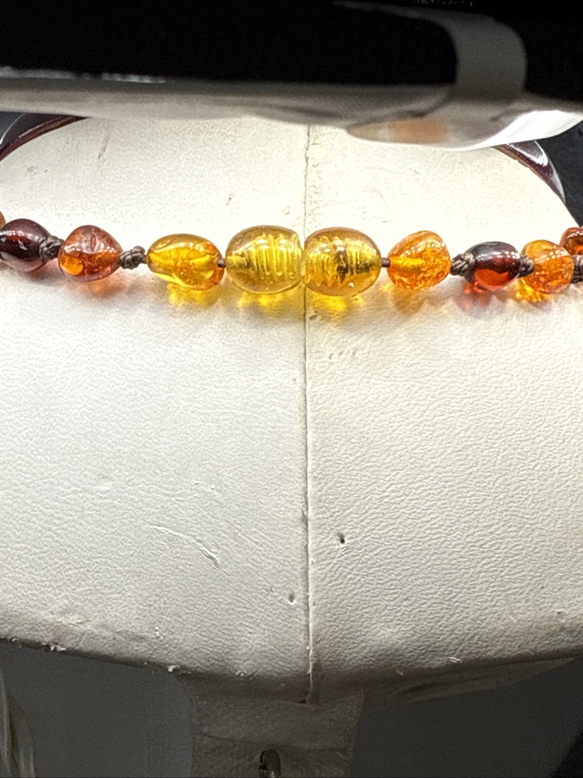 Large Bead Triple Thread Connecting Amber Necklace - image 4