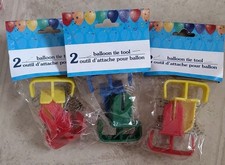 Balloon Tie Tool (3 - 2 Packs) - Party -Ties Red, Green, Blue, Yellow
